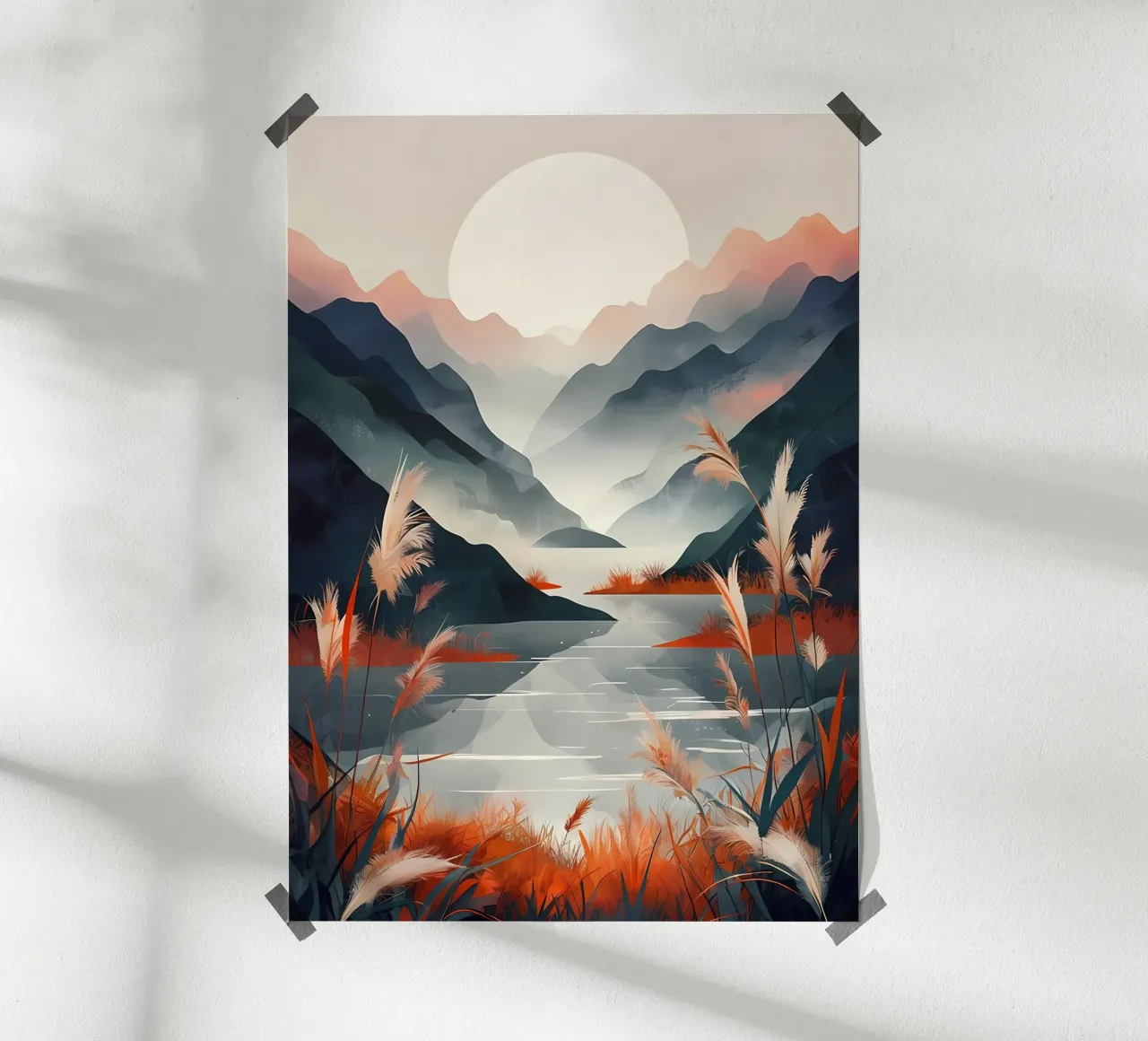 Sereno Tramonto Serenità poster con telaio in legno da Artistic-shop