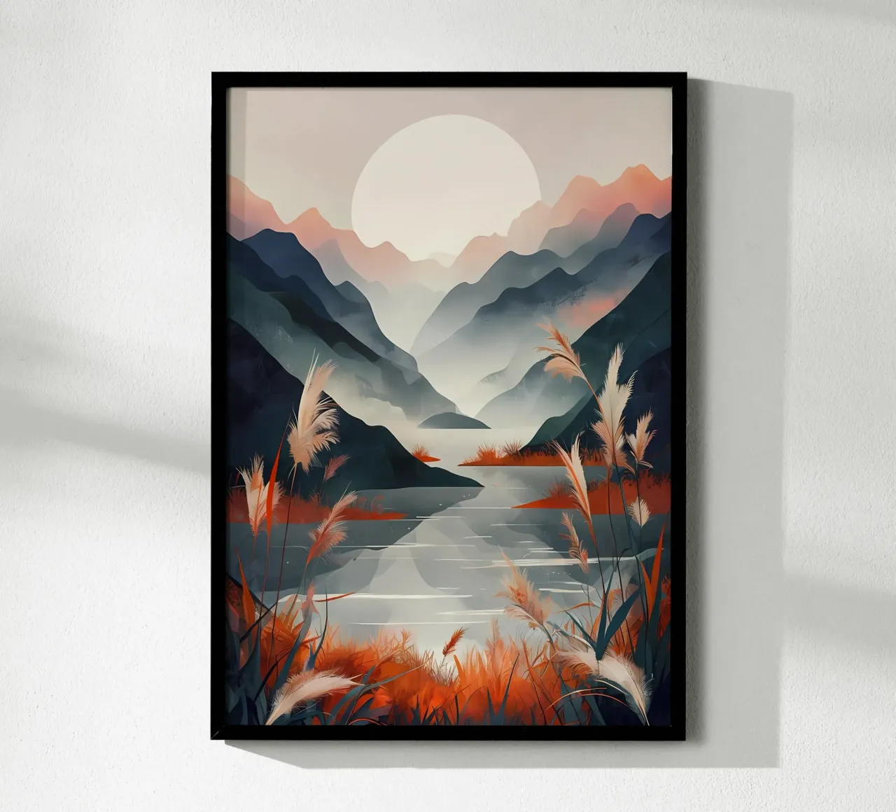 Sereno Tramonto Serenità poster con telaio in legno da Artistic-shop
