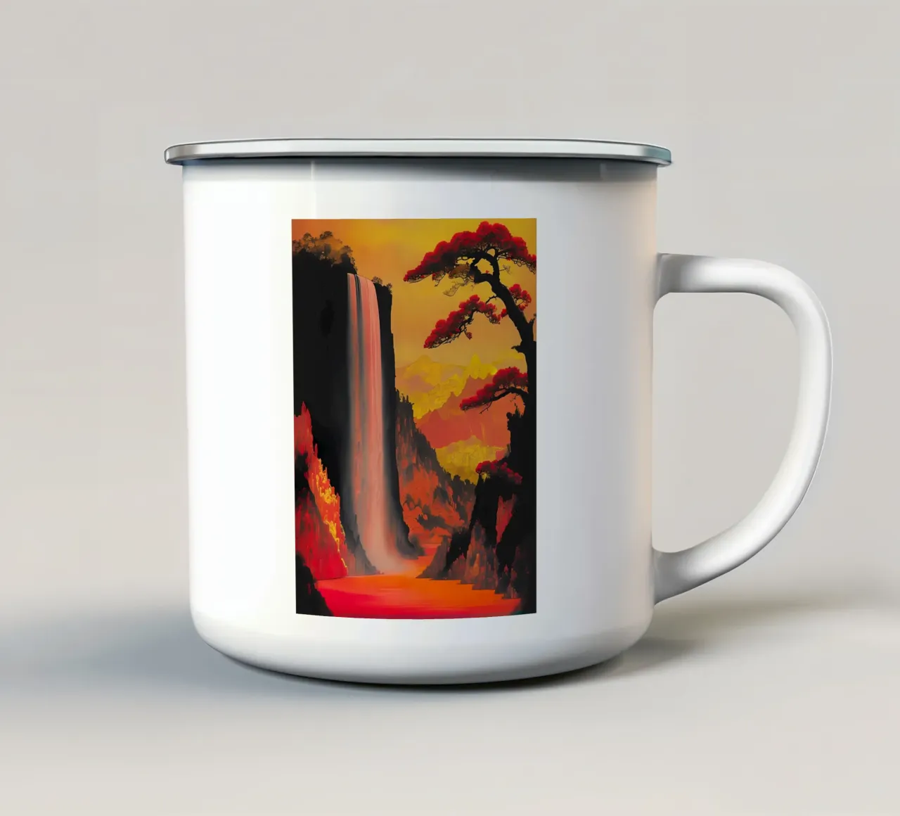 Cascata cremisi tazza in smalto da Artistic-shop