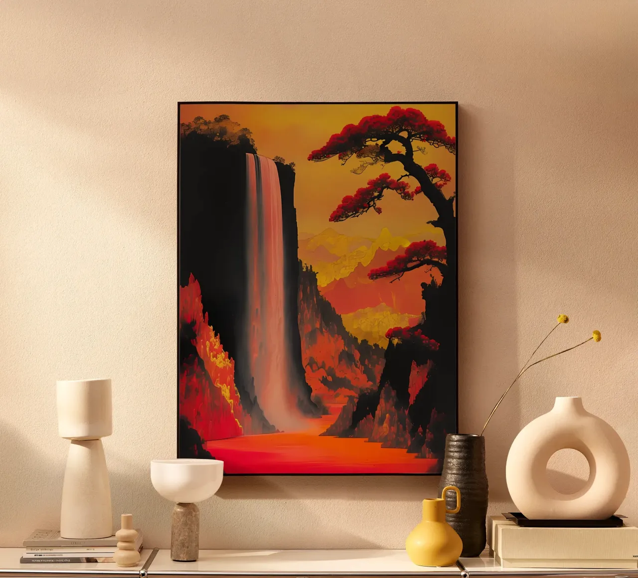 Crimson Cascade alu-dibond by Artistic-shop