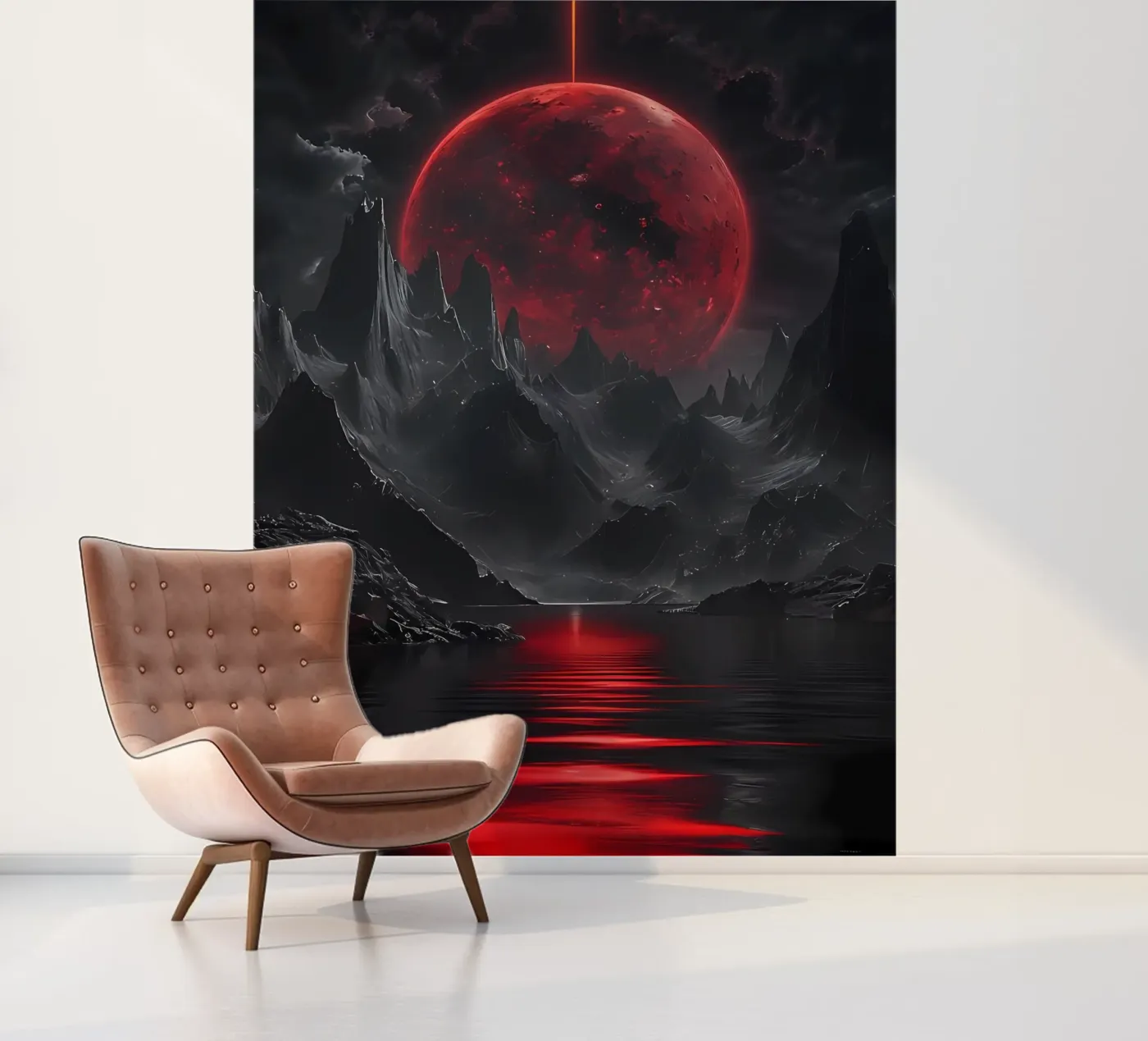 Karmijnrode Eclips fotobehang van Artistic-shop