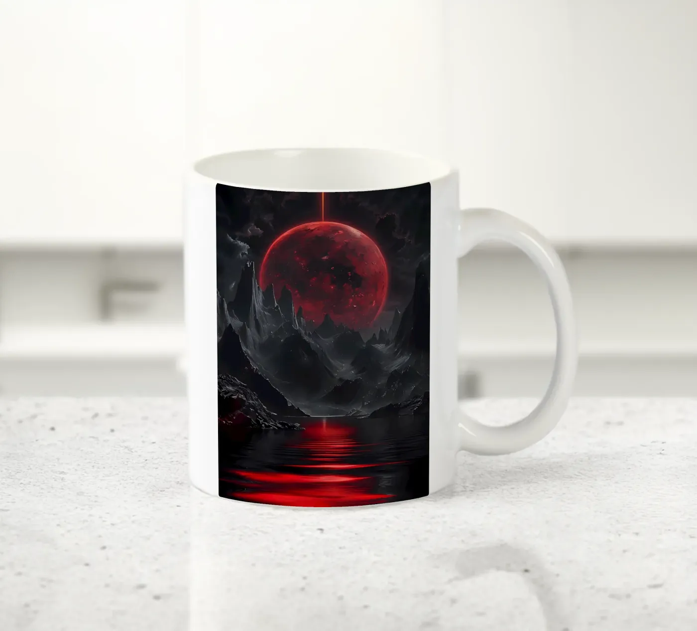 Crimson Eclipse ceramic mug by Artistic-shop