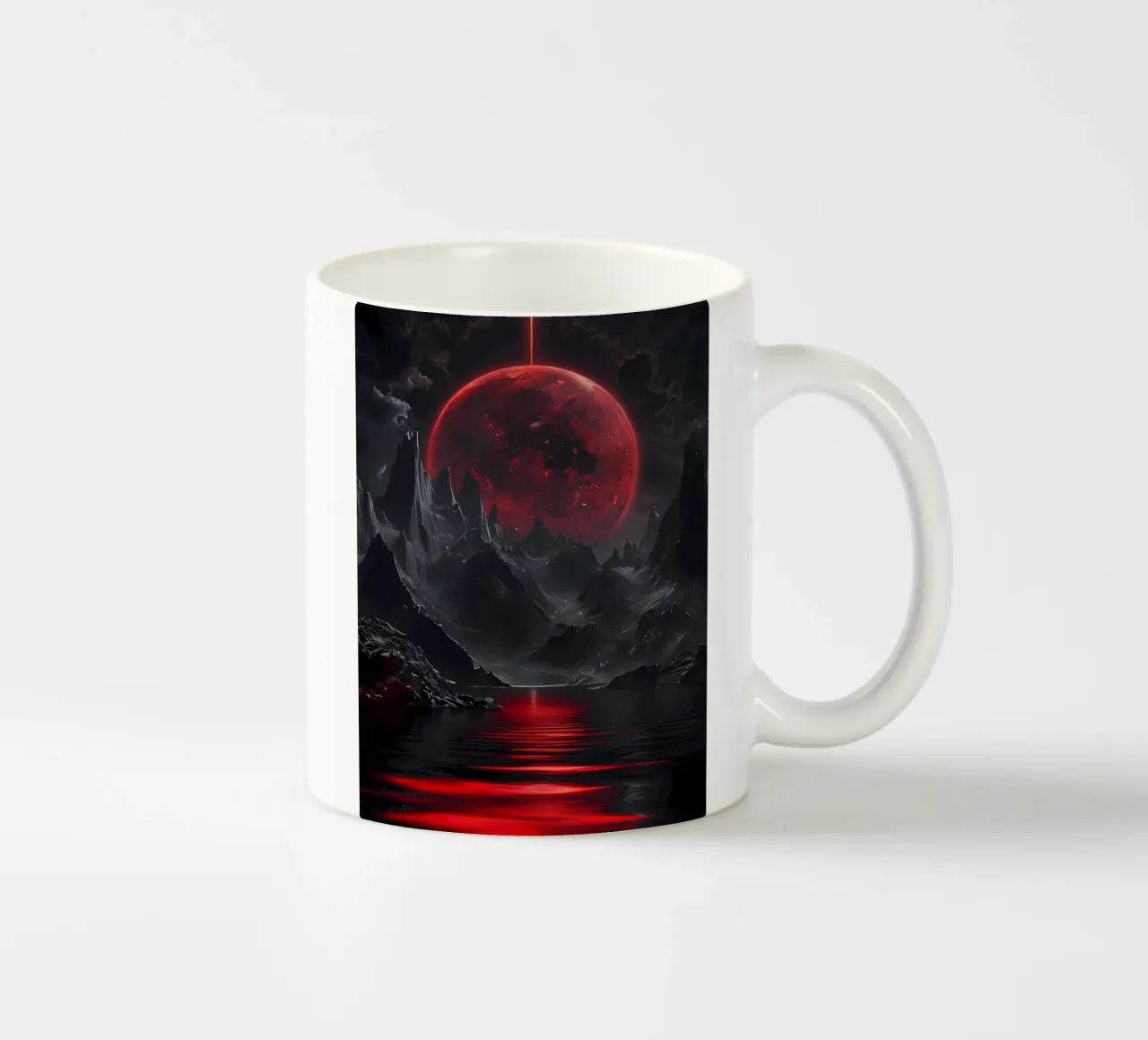 Crimson Eclipse ceramic mug by Artistic-shop
