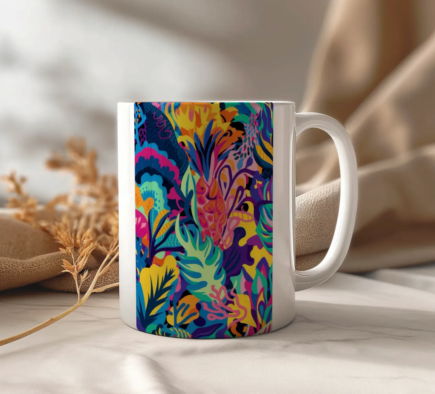 Psychedelic Jungle Pattern ceramic mug by Bring Hues