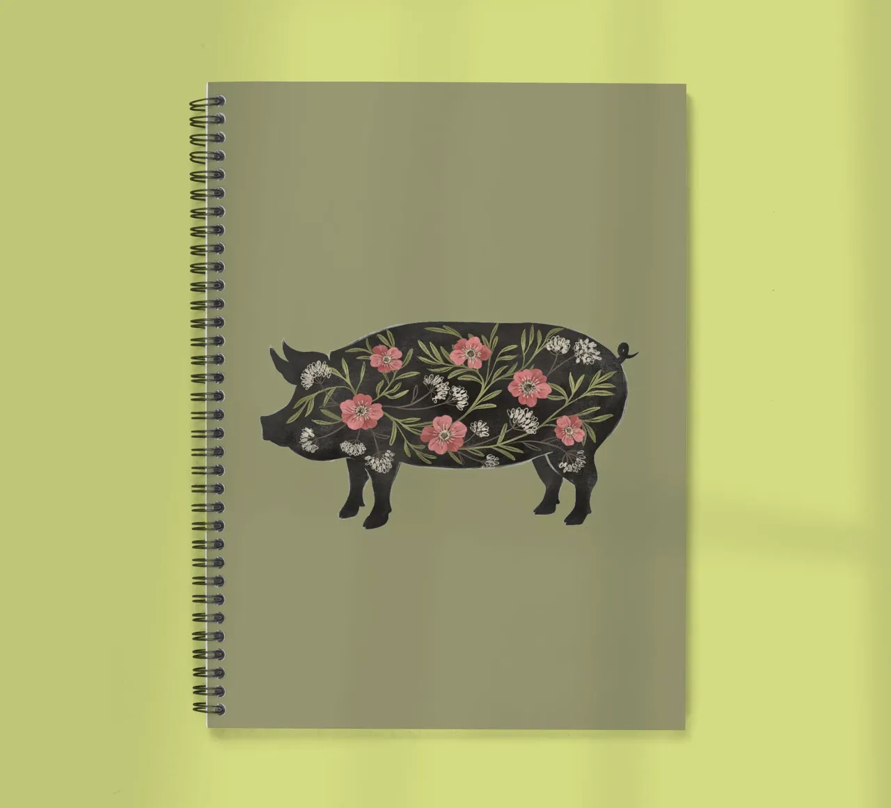 Folk Floral Pig spiral notebook by Laura Graves