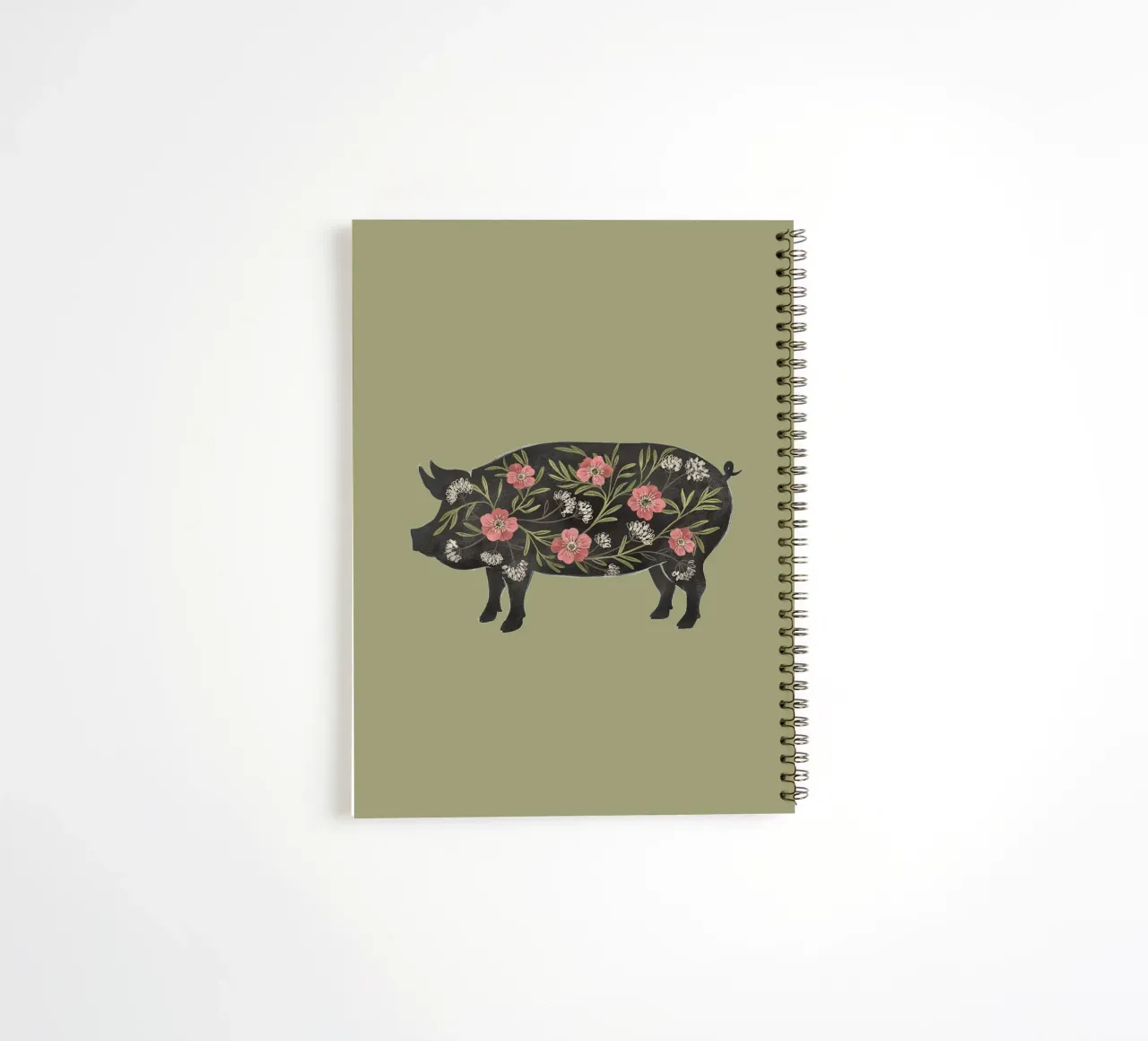 Folk Floral Pig spiral notebook by Laura Graves