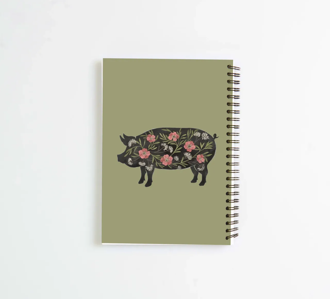 Folk Floral Pig spiral notebook by Laura Graves