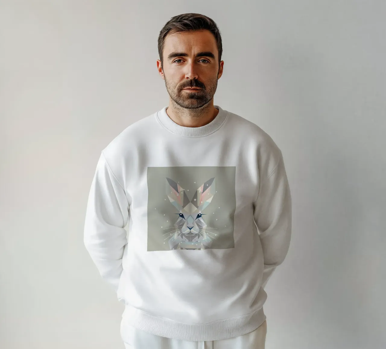 Geometrischer Schneehase – Zeitlose Eleganz des Winters Sweatshirt von namosh