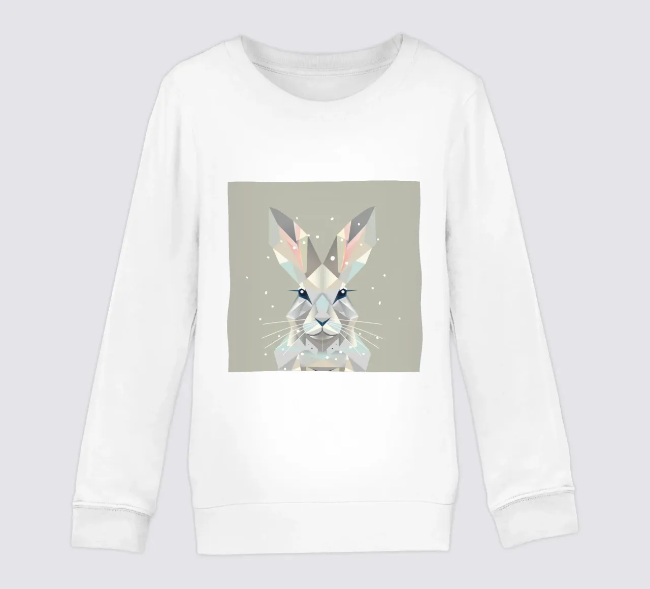 Lapin des neiges géométrique - l'élégance intemporelle de l'hiver sweat enfant de namosh