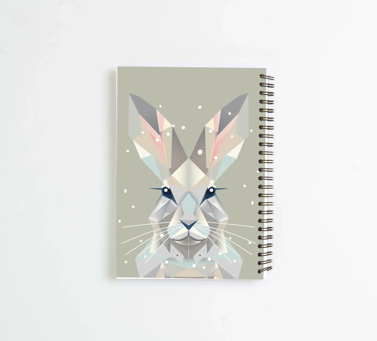 Geometric snow bunny - timeless elegance of winter spiral notebook by namosh