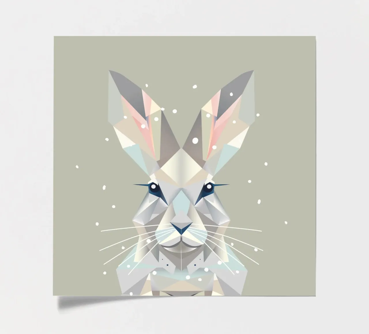 Geometrischer Schneehase – Zeitlose Eleganz des Winters Stickerbogen von namosh