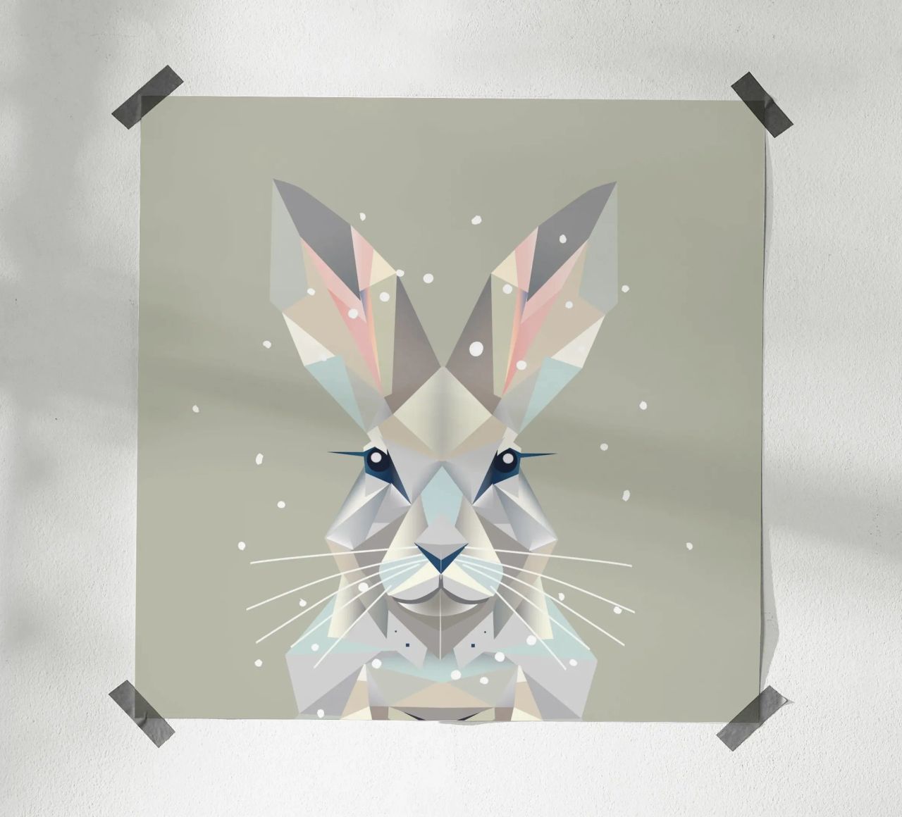 Geometrischer Schneehase – Zeitlose Eleganz des Winters Poster von namosh