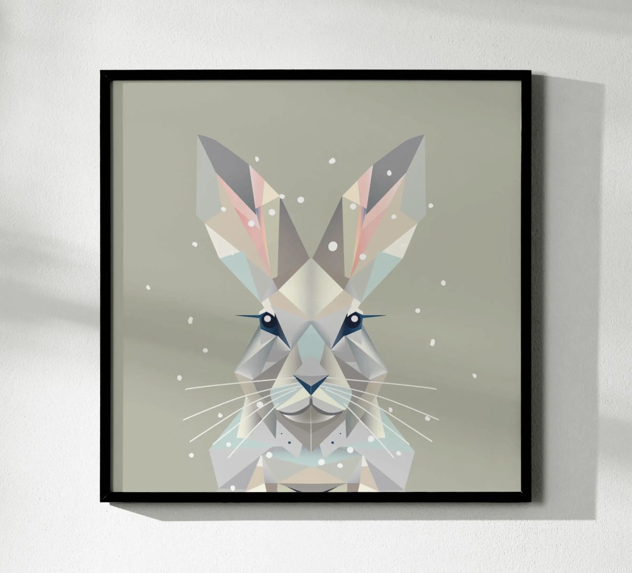 Geometrischer Schneehase – Zeitlose Eleganz des Winters Poster von namosh