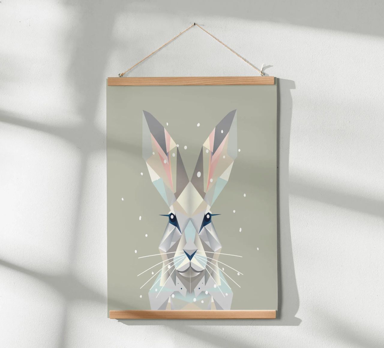 Geometrischer Schneehase – Zeitlose Eleganz des Winters Poster von namosh