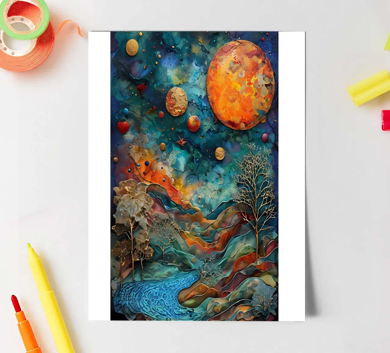 Paesaggio onirico celeste foglio adesivo da Artistic-shop