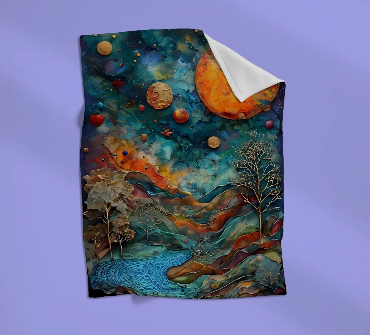 Paesaggio onirico celeste coperta in pile da Artistic-shop