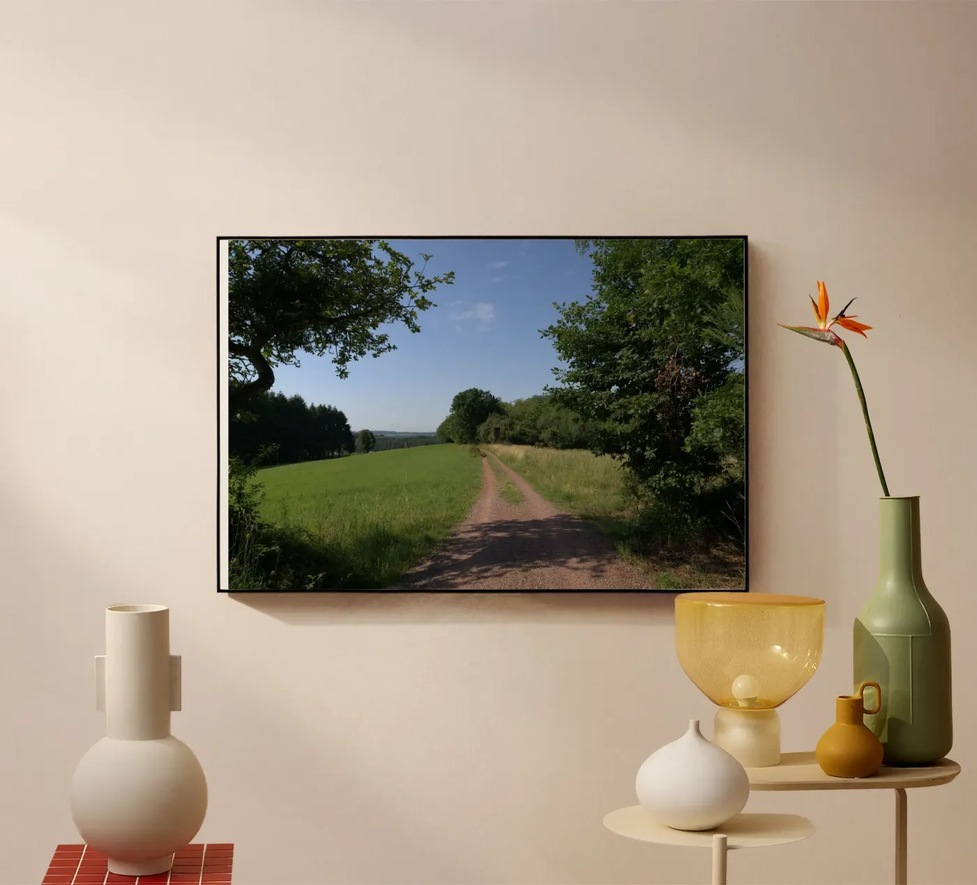 Feldweg ins Offene — Sommer, so weit das Auge reicht Acryl-Glas von DR-Moments Heimat