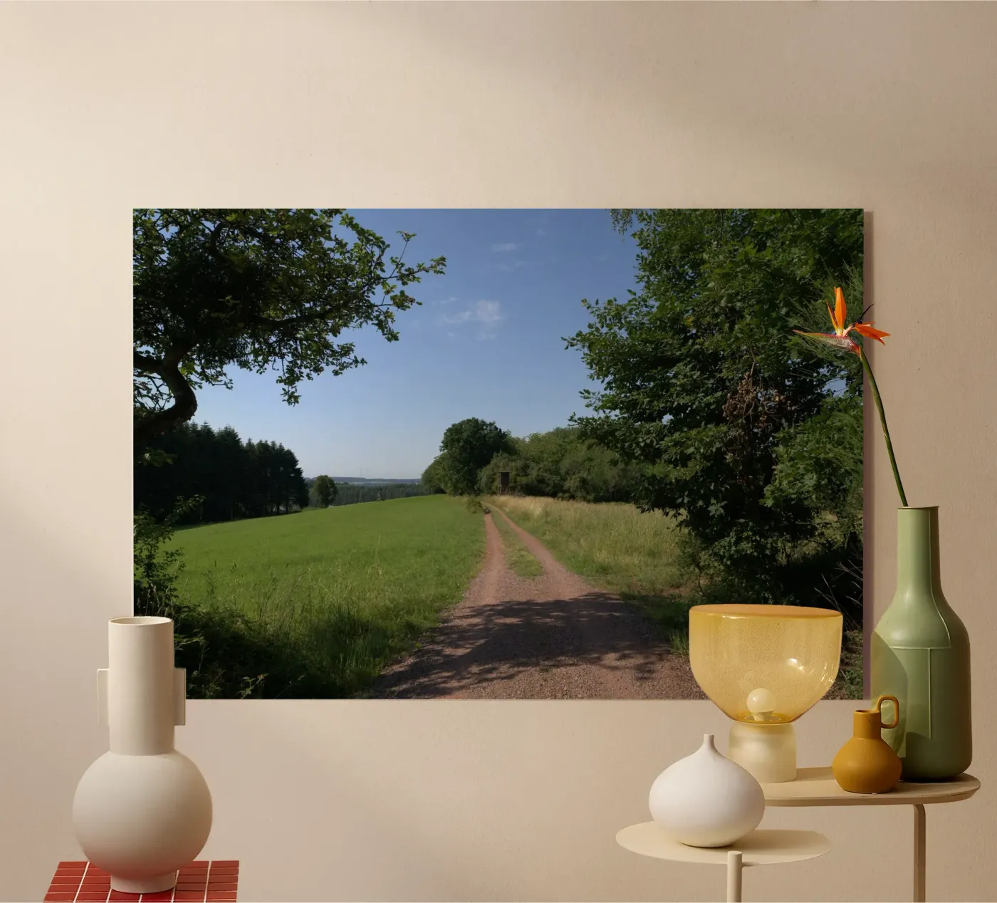 Feldweg ins Offene — Sommer, so weit das Auge reicht Acryl-Glas von DR-Moments Heimat