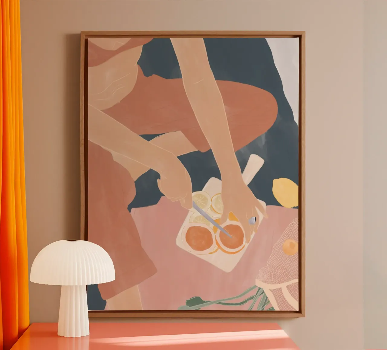 Grapefruits schneiden Leinwand mit Schattenfugenrahmen von Ivy Green Illustrations