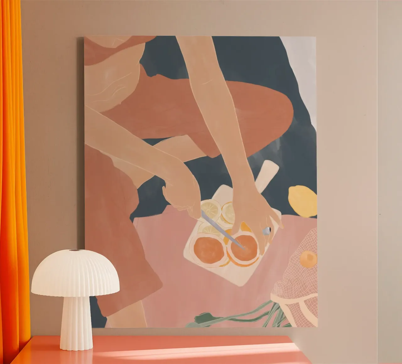 Grapefruits schneiden Leinwand mit Schattenfugenrahmen von Ivy Green Illustrations