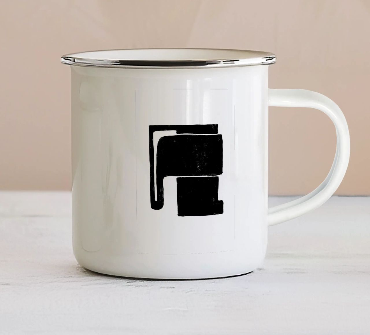 Art abstrait noir et blanc - Design minimaliste mug en émail de Whole©