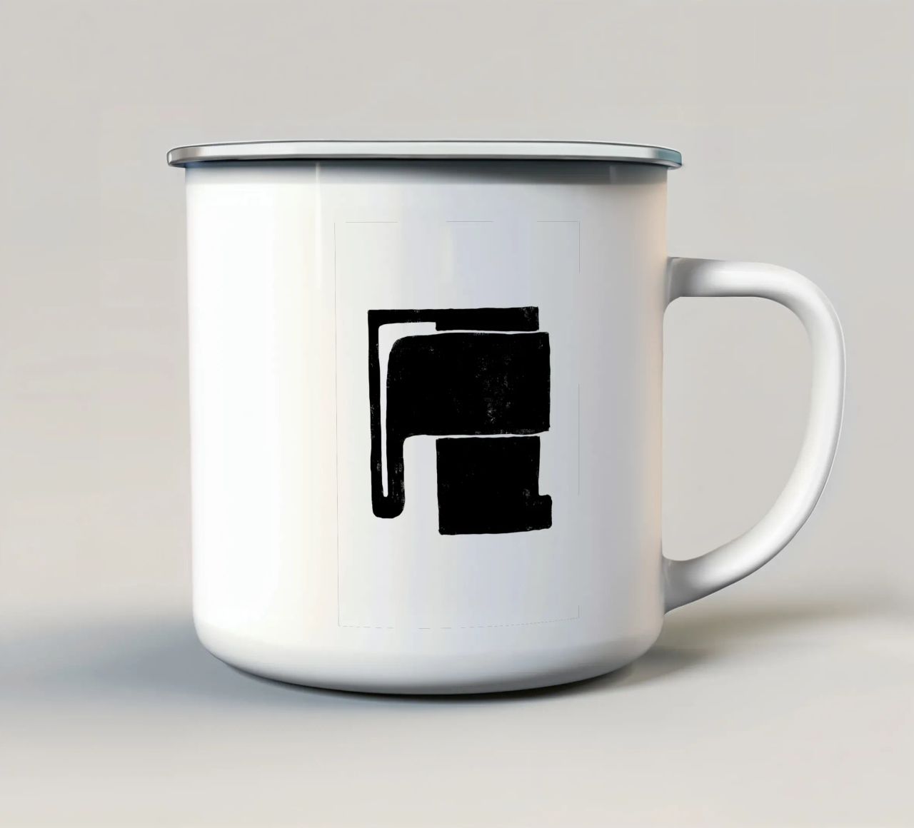 Art abstrait noir et blanc - Design minimaliste mug en émail de Whole©