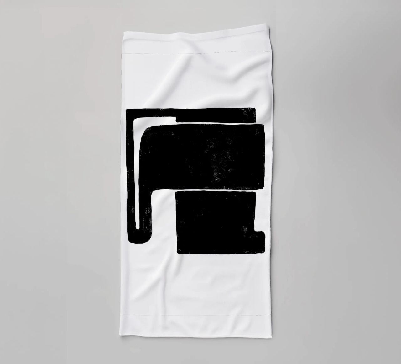 Art abstrait noir et blanc - Design minimaliste serviette de bain de Whole©