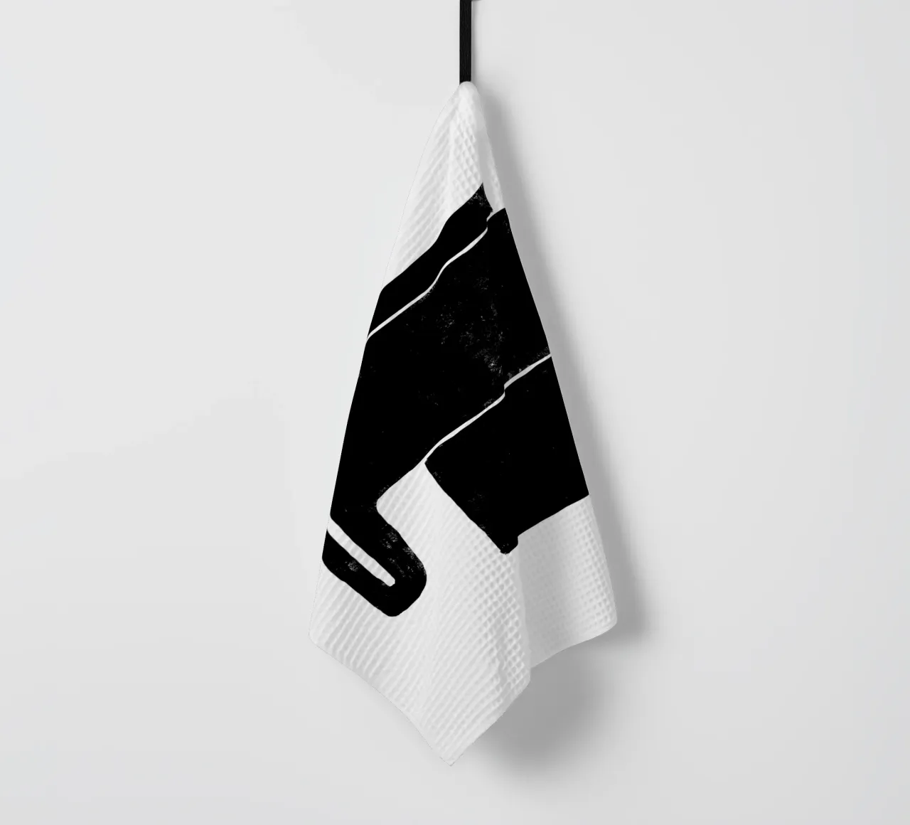 Abstracte zwart-wit kunst - Minimalistisch ontwerp theedoek van Whole©