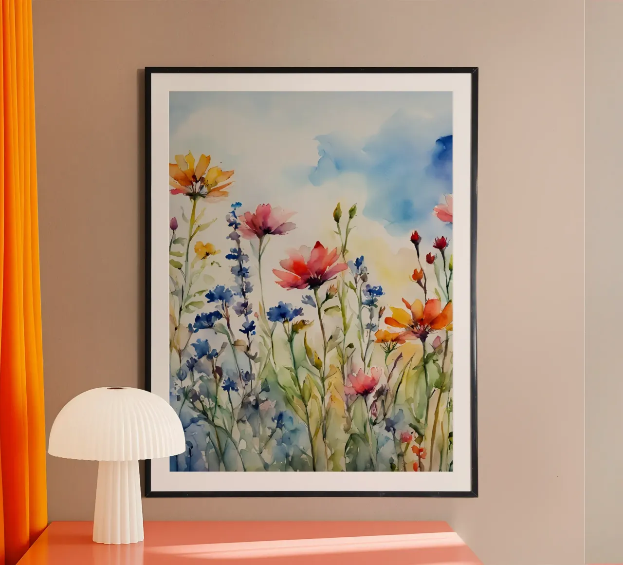 Wildblumenwiese poster con telaio in alluminio da Ohkimiko