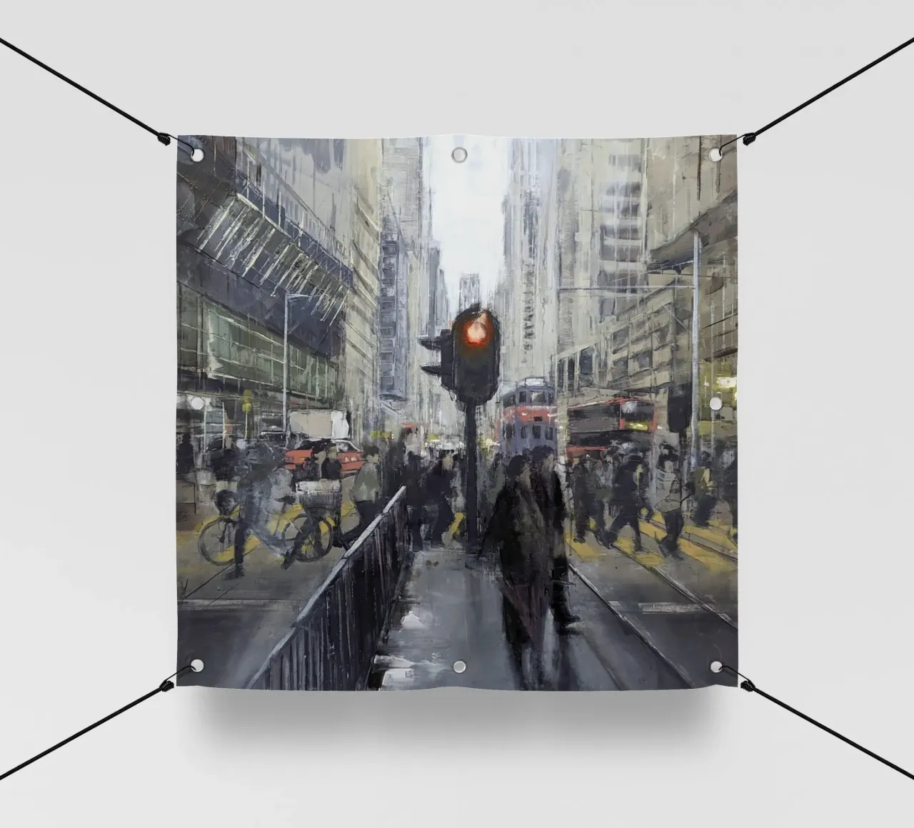 "HONG_KONG_24_01" - Vista della città telo in pvc da Eduard Warkentin Art