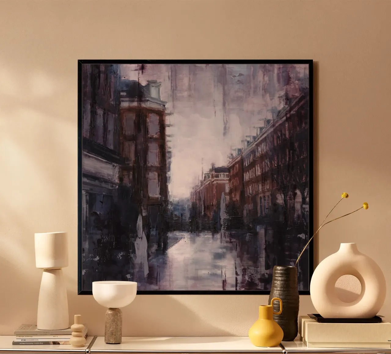 "AMSTERDAM_22_01" - Stadsgezicht bij schemering poster van Eduard Warkentin Art