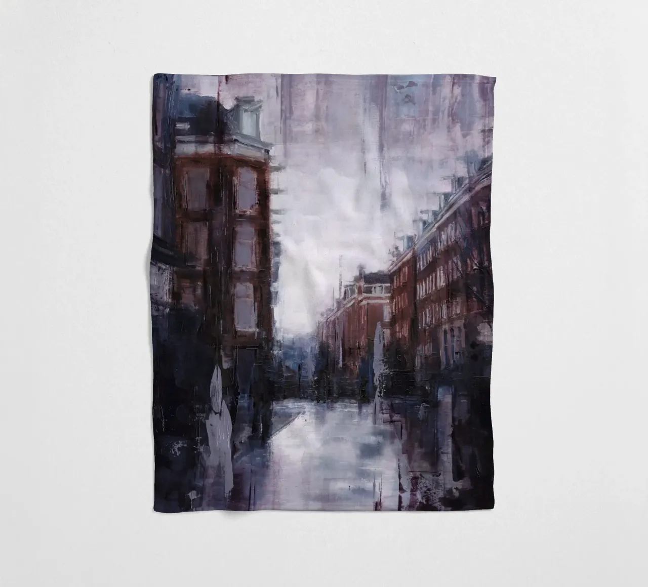 "AMSTERDAM_22_01" – Stadtansicht bei Dämmerung Fleecedecke von Eduard Warkentin Art