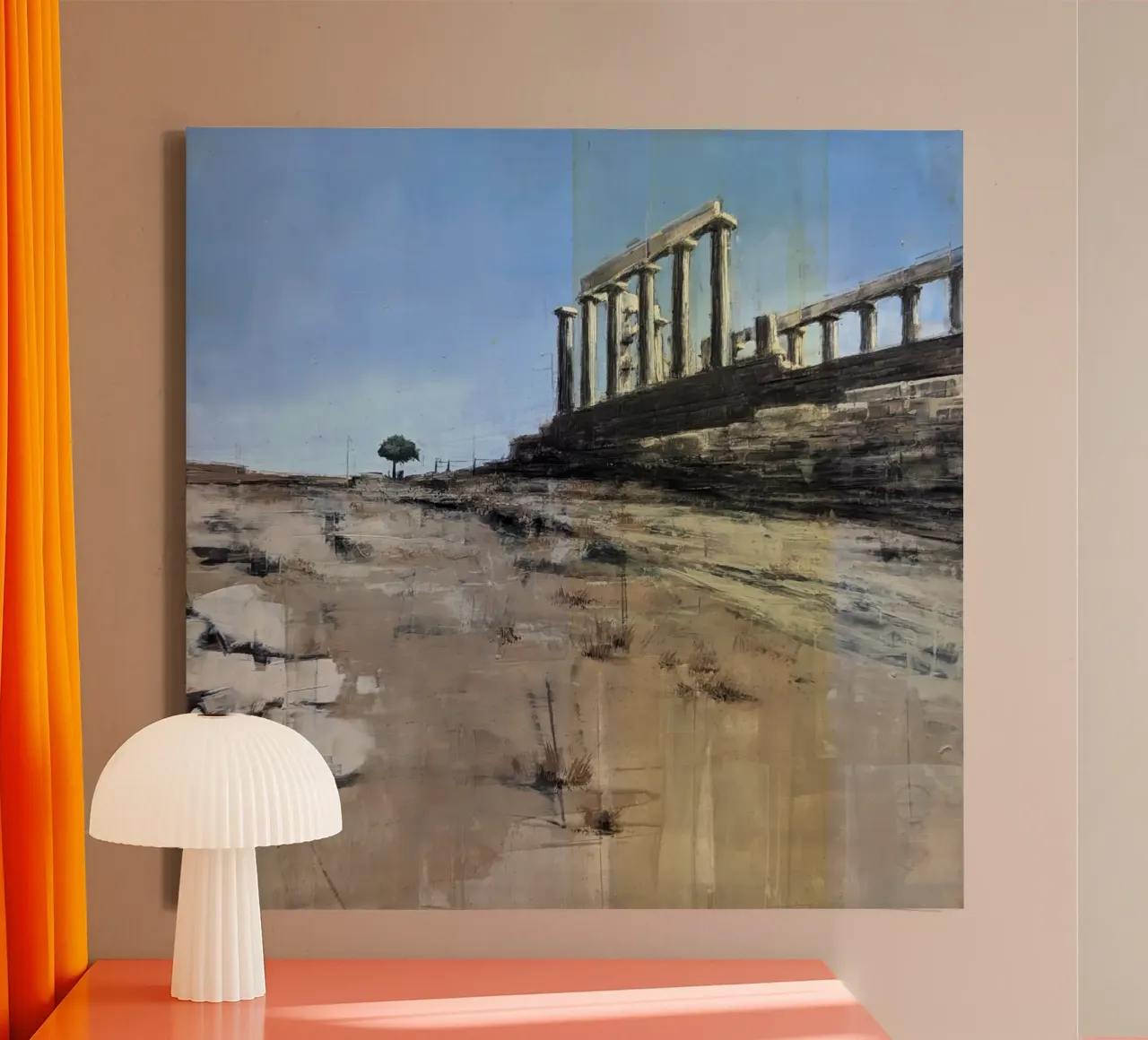 "ATHEN_24_02" - Rovine del Tempio di Poseidone vicino ad Atene tela con Cornice a cassetta da Eduard Warkentin Art