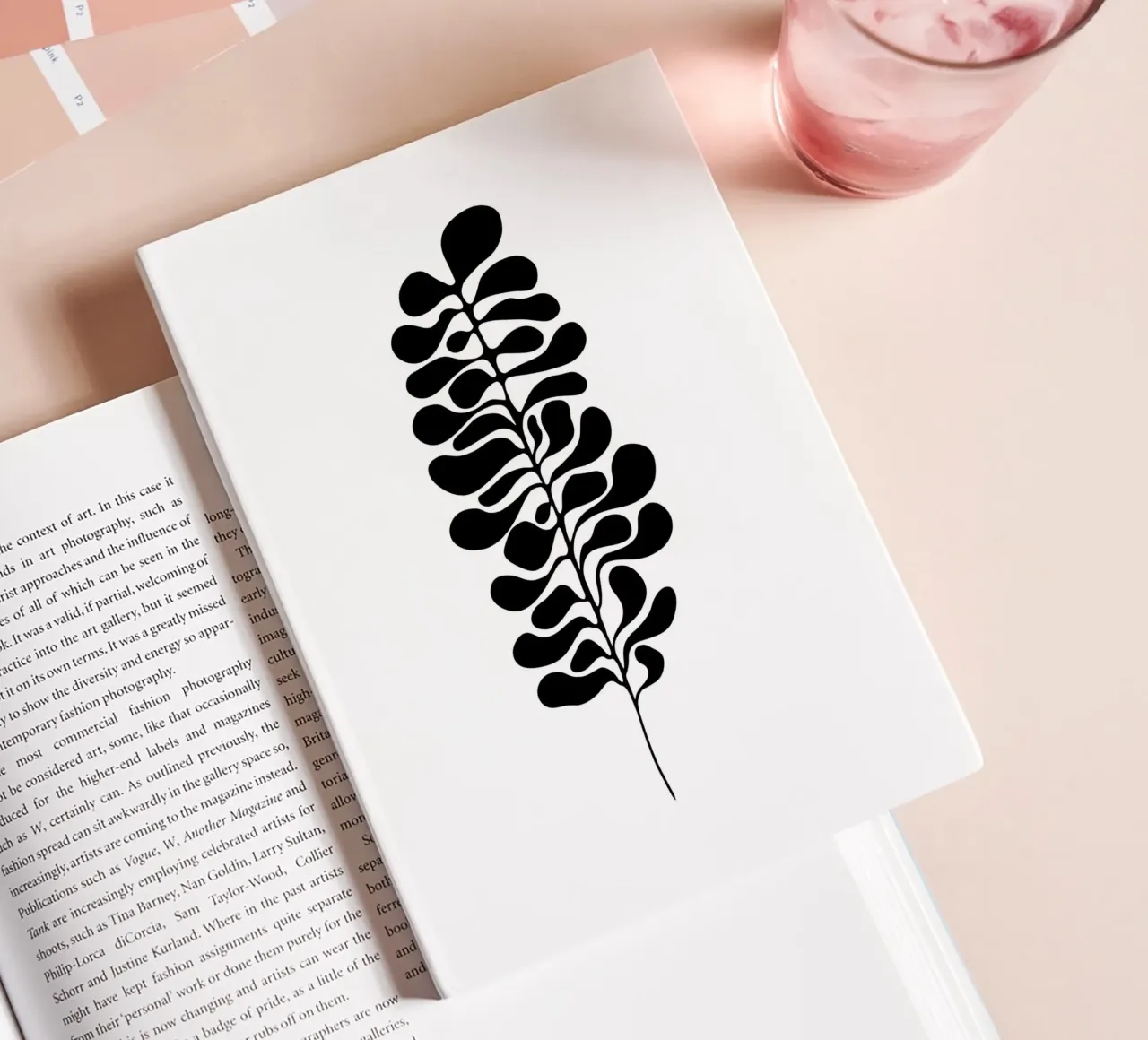 Monochrome plant shape - Abstract nature art notebook by Whole©
