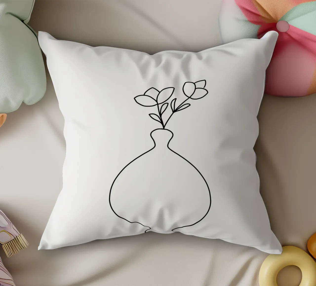 Vaso minimalista - Line Art Design cuscino da Whole©