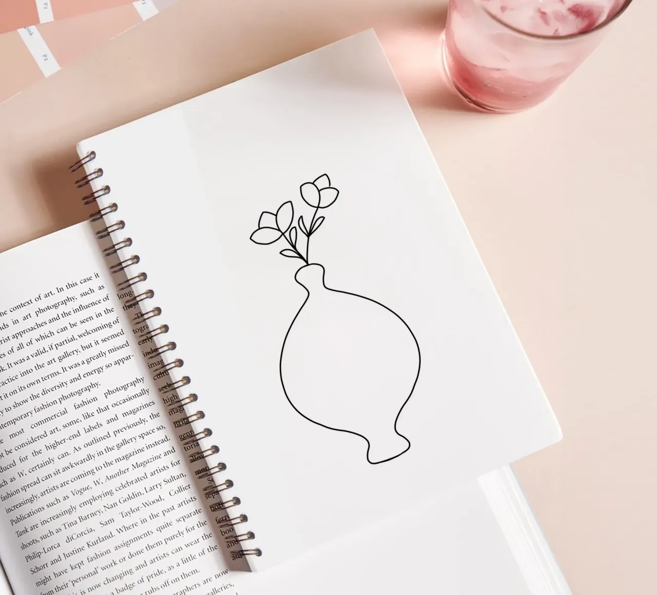 Minimalist vase - Line Art Design spiral notebook by Whole©
