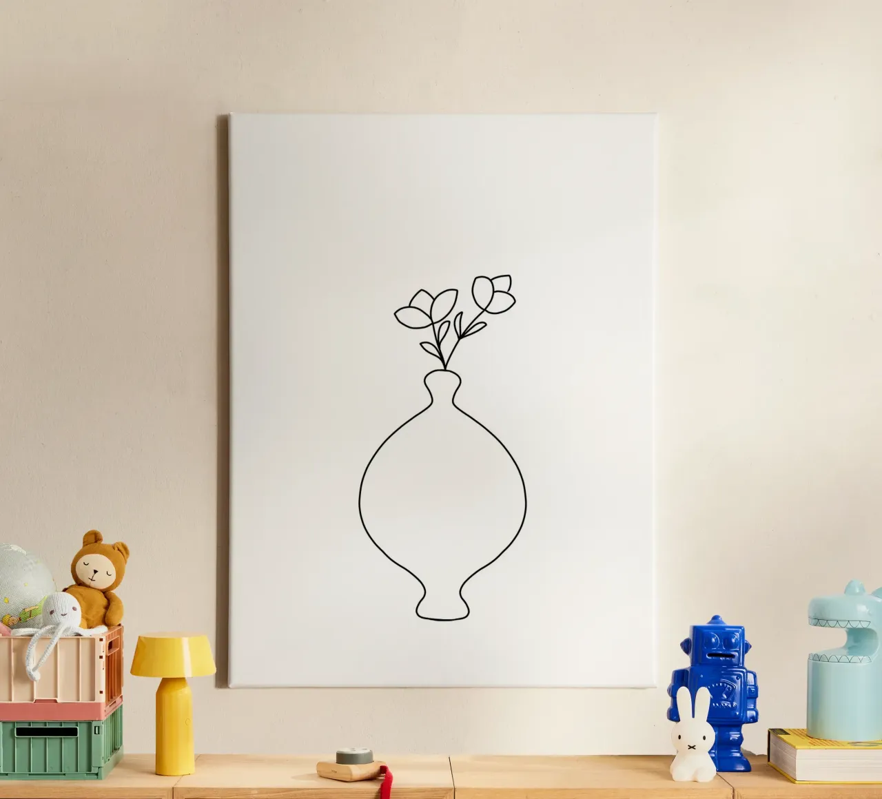Minimalist vase - Line Art Design canvas with Floater frame by Whole©