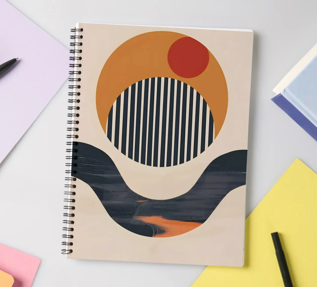 abstract modern circles spiral notebook by LisaArtes