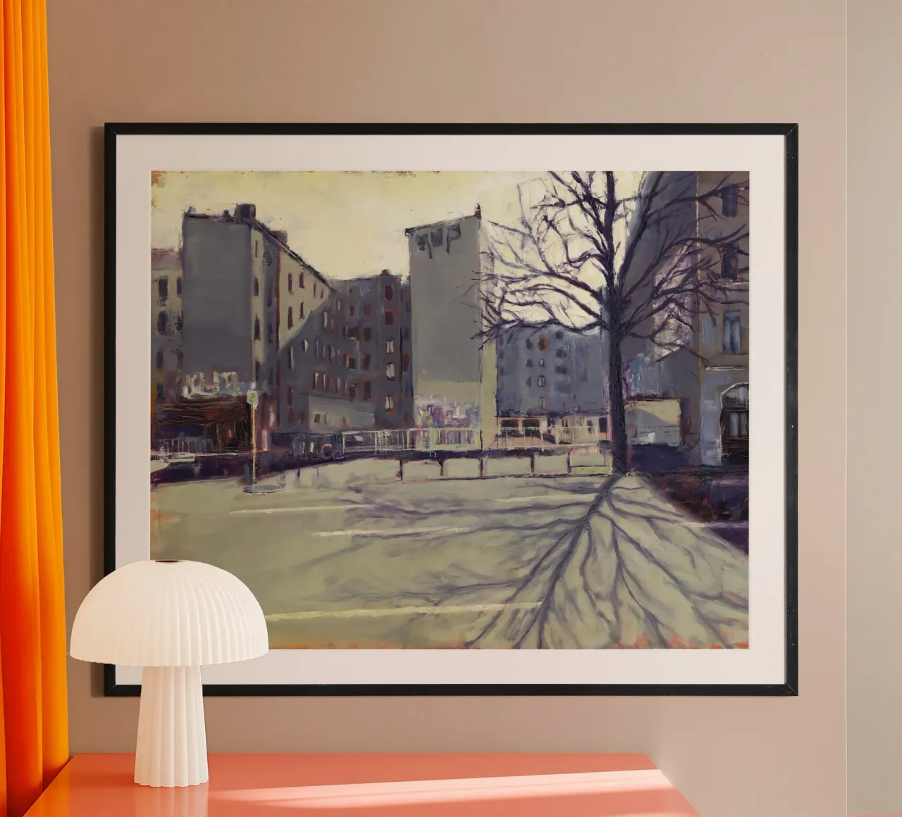 "BERLIN_21_02" - Vista della città d'inverno Berlino Torstraße poster con telaio in alluminio da Eduard Warkentin Art