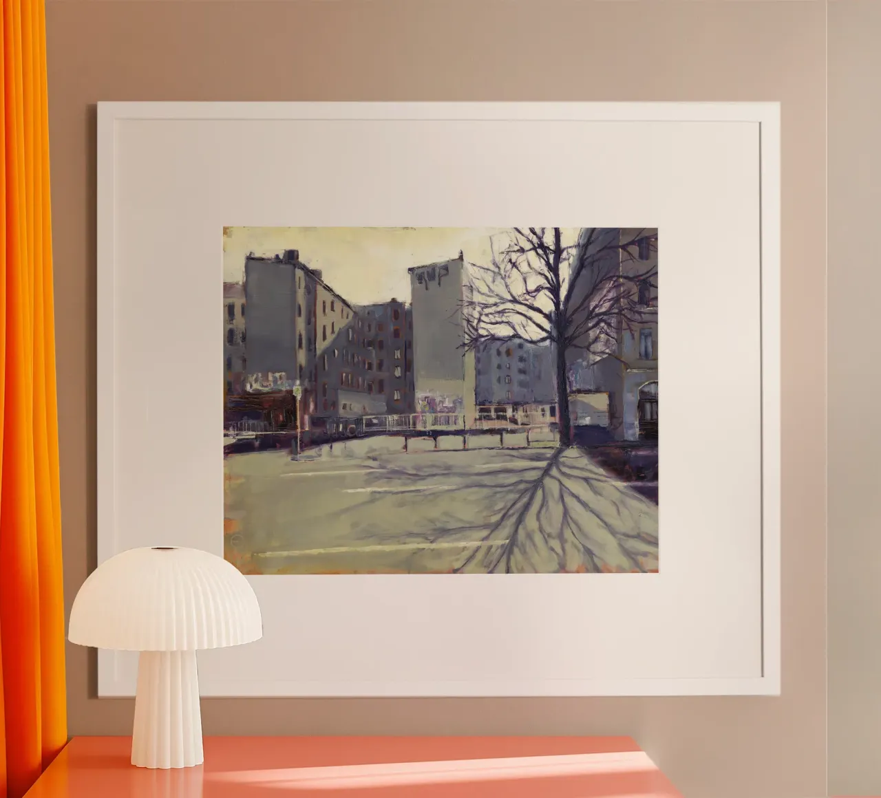 "BERLIN_21_02" - Vista della città d'inverno Berlino Torstraße poster con telaio in alluminio da Eduard Warkentin Art