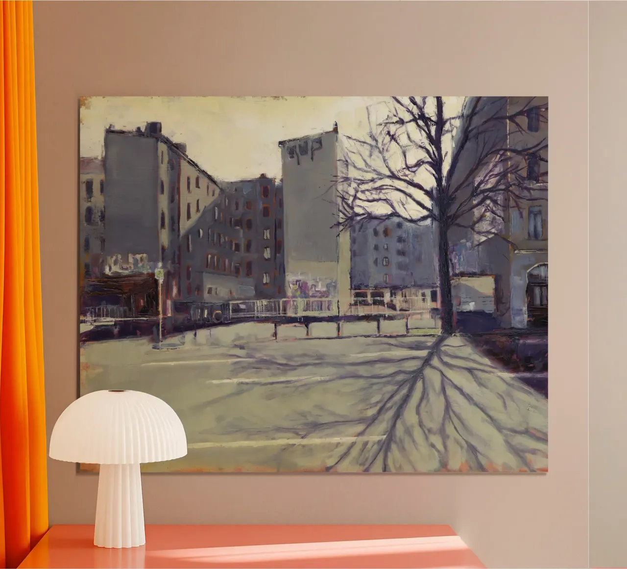 "BERLIN_21_02" - Vista della città d'inverno Berlino Torstraße poster con telaio in alluminio da Eduard Warkentin Art