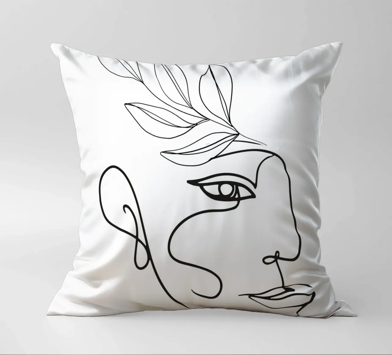 Abstract Face - Line Art Illustration decorative cushion by Whole©