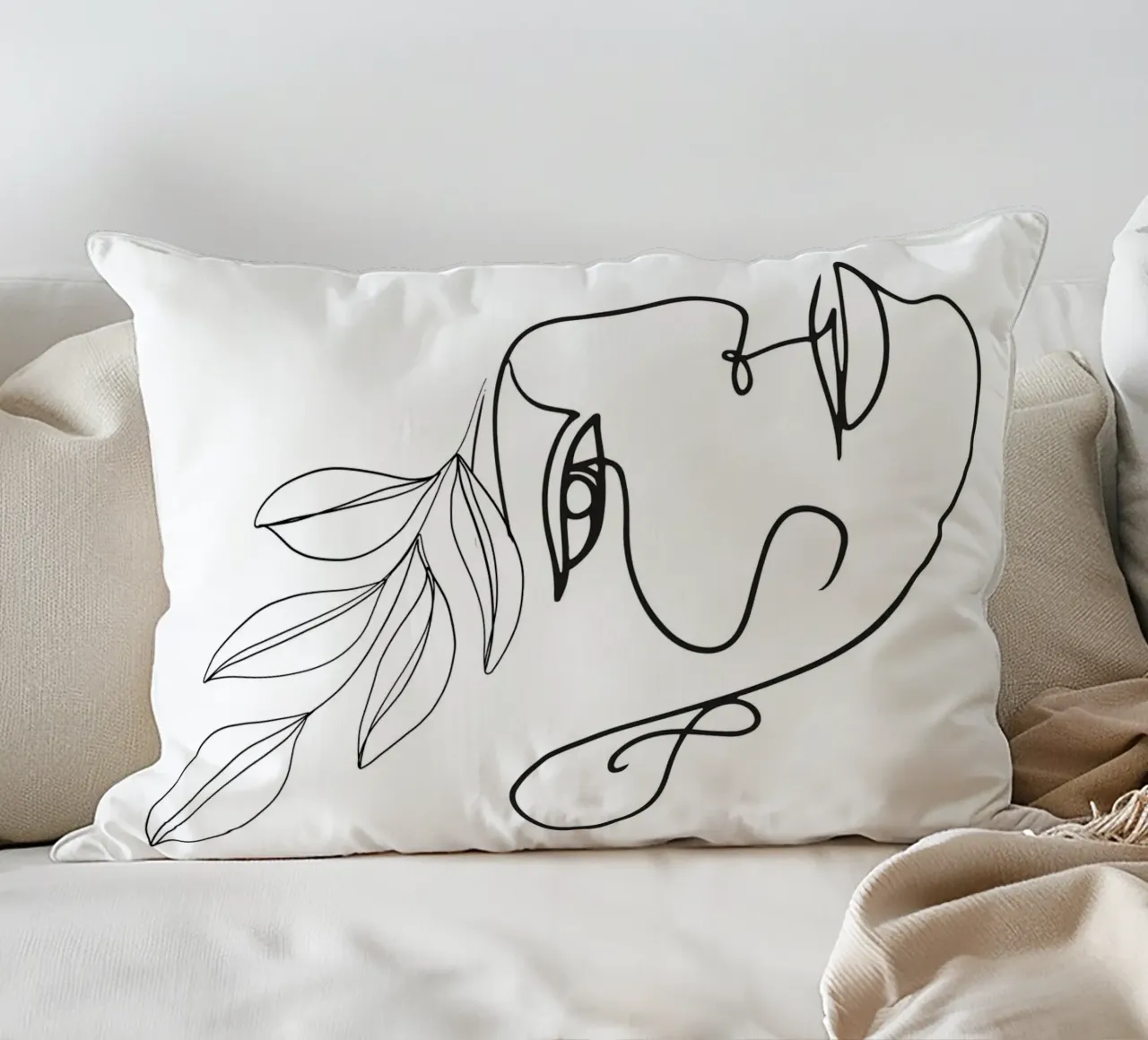 Abstract Face - Line Art Illustration decorative cushion by Whole©