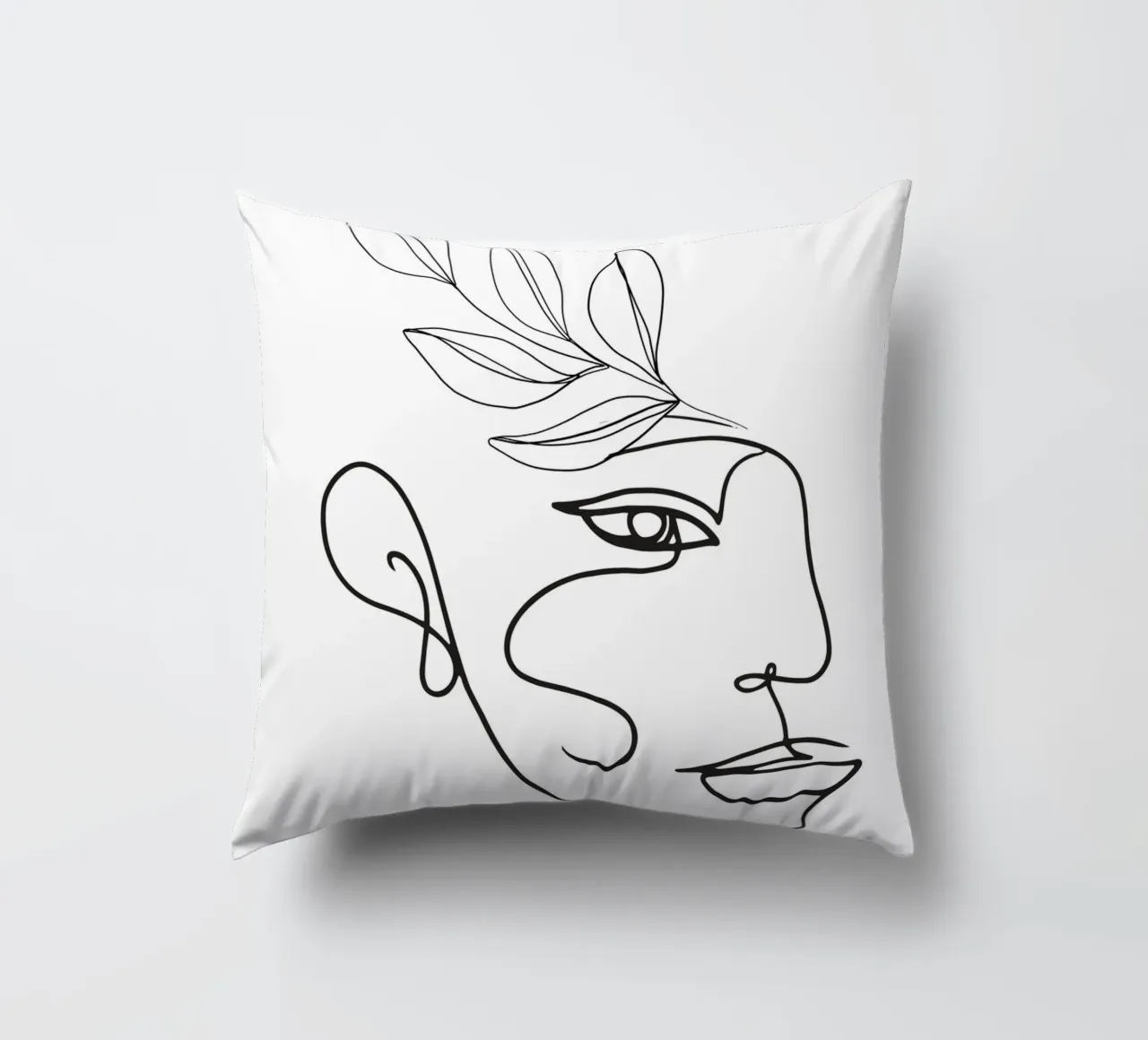 Abstract Face - Line Art Illustration decorative cushion by Whole©