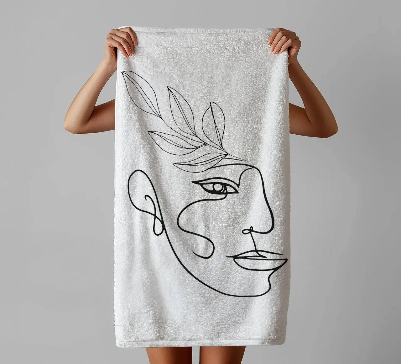Volto astratto - Illustrazione lineare asciugamano da bagno da Whole©
