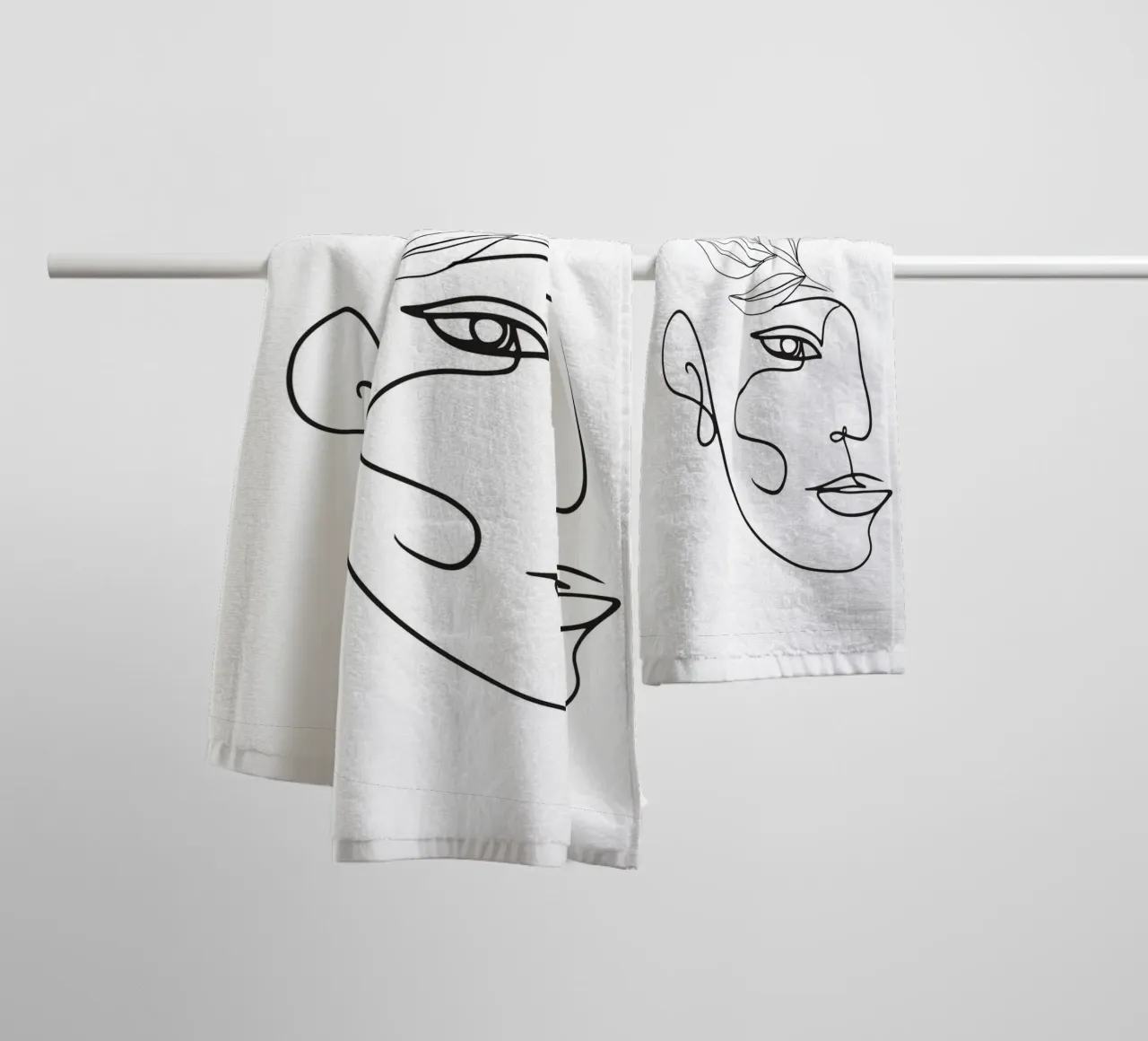 Volto astratto - Illustrazione lineare asciugamano da bagno da Whole©