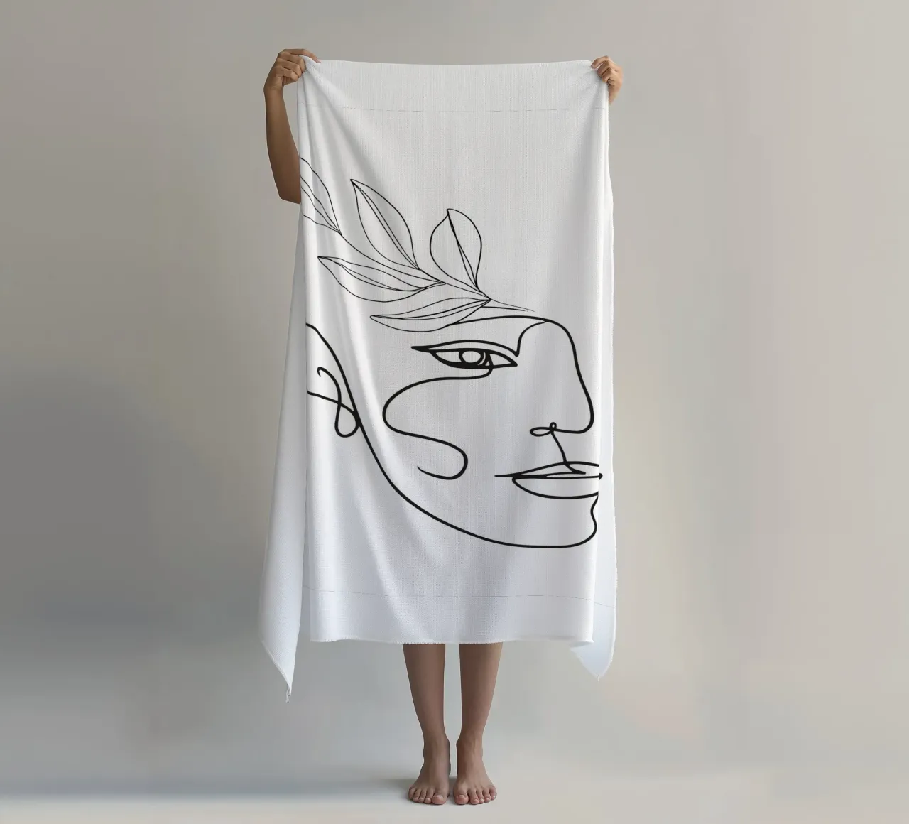 Volto astratto - Illustrazione lineare telo mare da Whole©