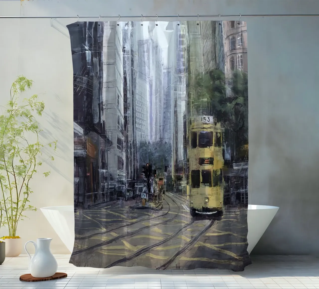 "HONG_KONG_24_02" - Vista sulla città tenda da doccia da Eduard Warkentin Art