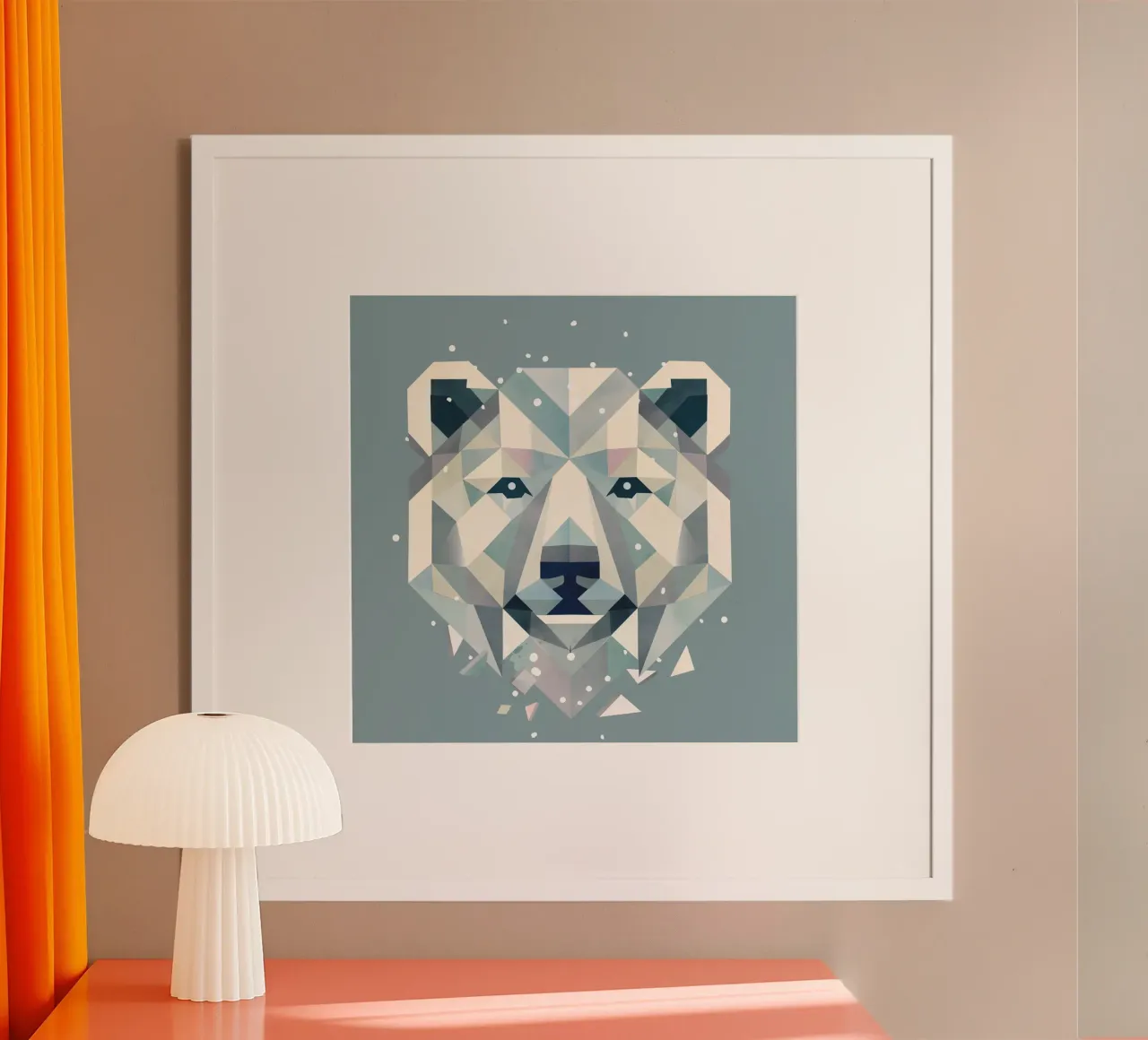 Orso polare geometrico - Potente eleganza del nord poster con telaio in plastica da namosh