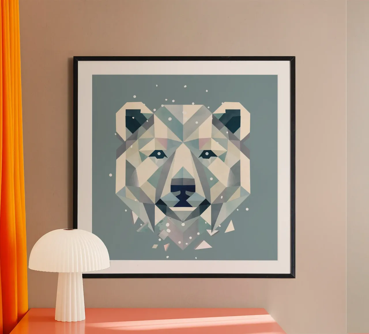 Orso polare geometrico - Potente eleganza del nord poster con telaio in plastica da namosh